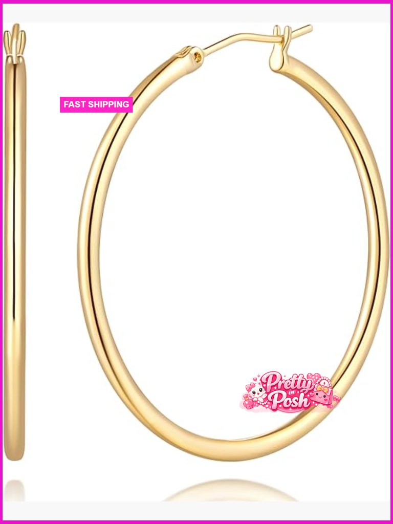 14k Gold Hoop Earrings Dimple Design 10 Sizes